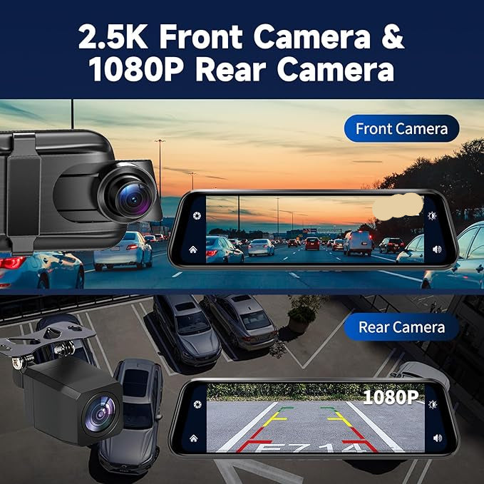 MIRROR 4K DASH CAM 9.66" CARPLAY / ANDROID AUTO