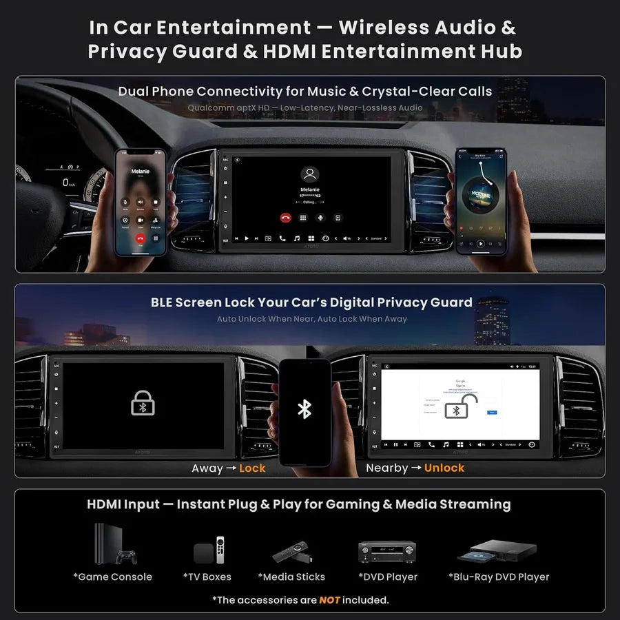 Universal Double Din 7″ Android Car Stereo 8 GB RAM 128GB STORAGE | Wireless Apple CarPlay & Android Auto