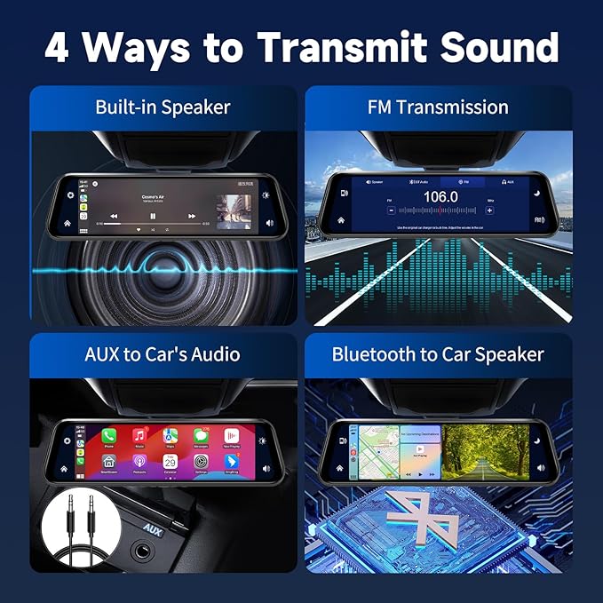 MIRROR 4K DASH CAM 9.66" CARPLAY / ANDROID AUTO