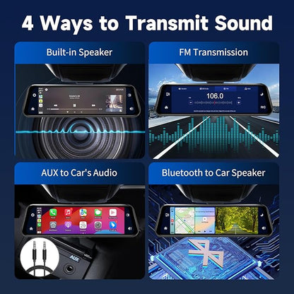 MIRROR 4K DASH CAM 9.66" CARPLAY / ANDROID AUTO