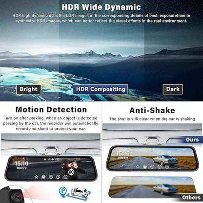 Dash Cam Full Screen Dual Camera Mirror Upgrade