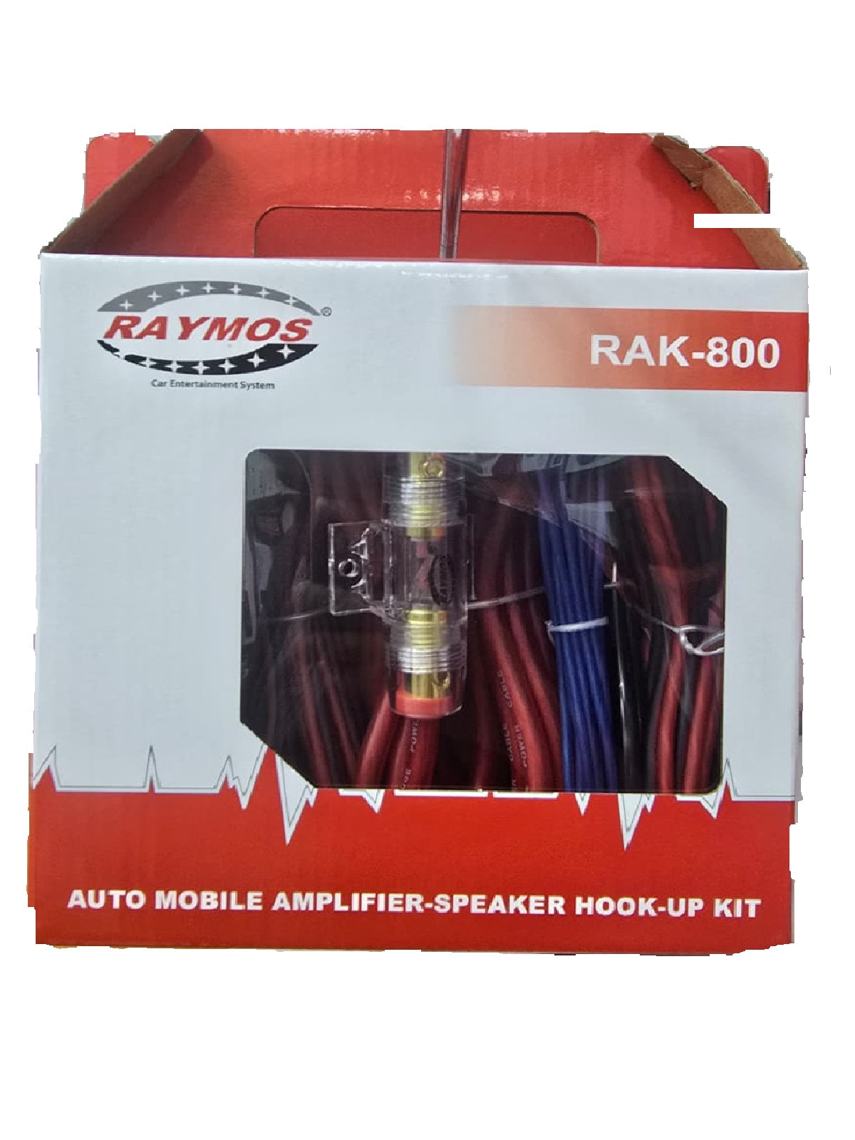 Car Amplifier Wiring Kit, RAK-800W Amp Kit Complete 8 Gauge Car Amplifier Installation Wiring Kit for Car Audio Subwoofer - 8GA GA CCA Red Power Wire, OFC RCA Interconnect Cable, Fuse Holder
