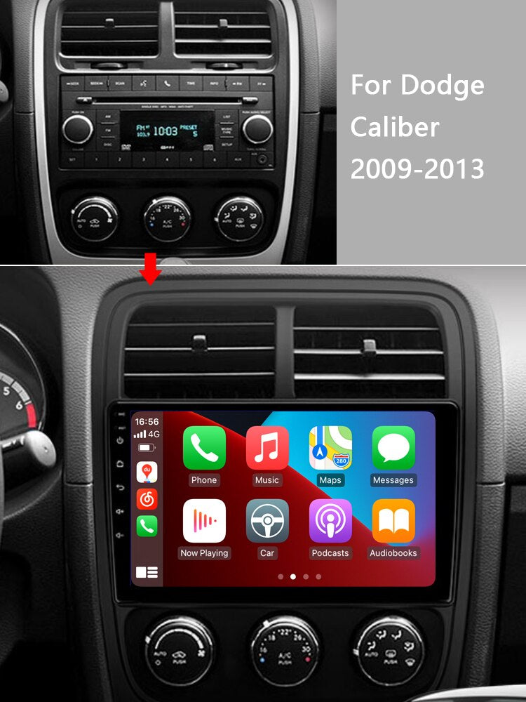 Dodge Caliber 2010-2012 with Wireless Carplay&Android Auto,9 Inch Car Radio with Mirror Link Bluetooth FM/RDS WiFi GPS EQ