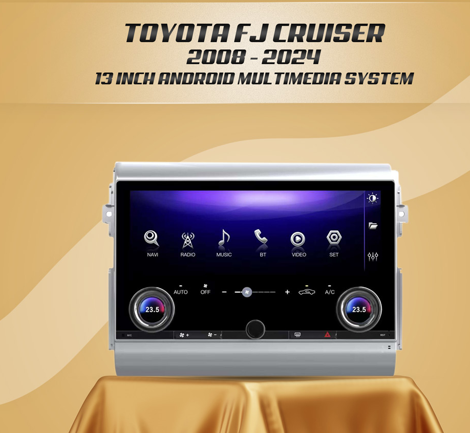 Toyota Fj Cruiser 2008-2024 (13-inch) 8GB RAM 128 STORAGE Android Monitor with Knobs (Silver)