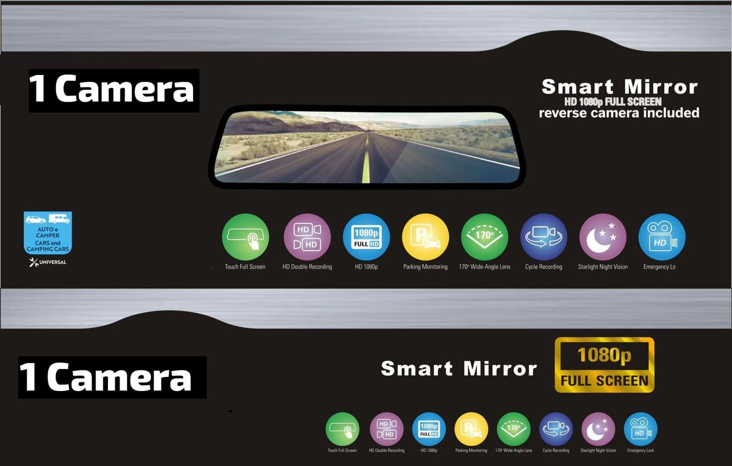 DASH CAM 9.66" Touch Screen 1CH FULL HD1080P - FIVE STAR PLUS