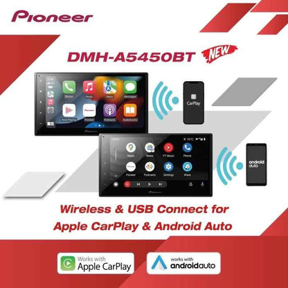 PIONEER DMH-A5450BT 6.8″ AV Receiver with Wireless Apple CarPlay, Wireless Android Auto and Mirroring by Weblink Cast .
