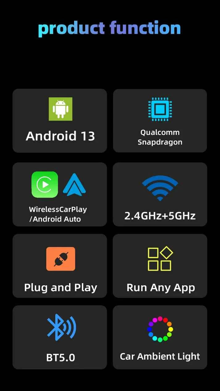 AI Box with Carplay RS700 Pro Wireless Aibox All-in-One Adapter 8.128GB