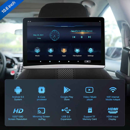 HEAD REST 10.6INCH ANDROID 2GB RAM 16GB STORAGE VER.13 (PAIR) .