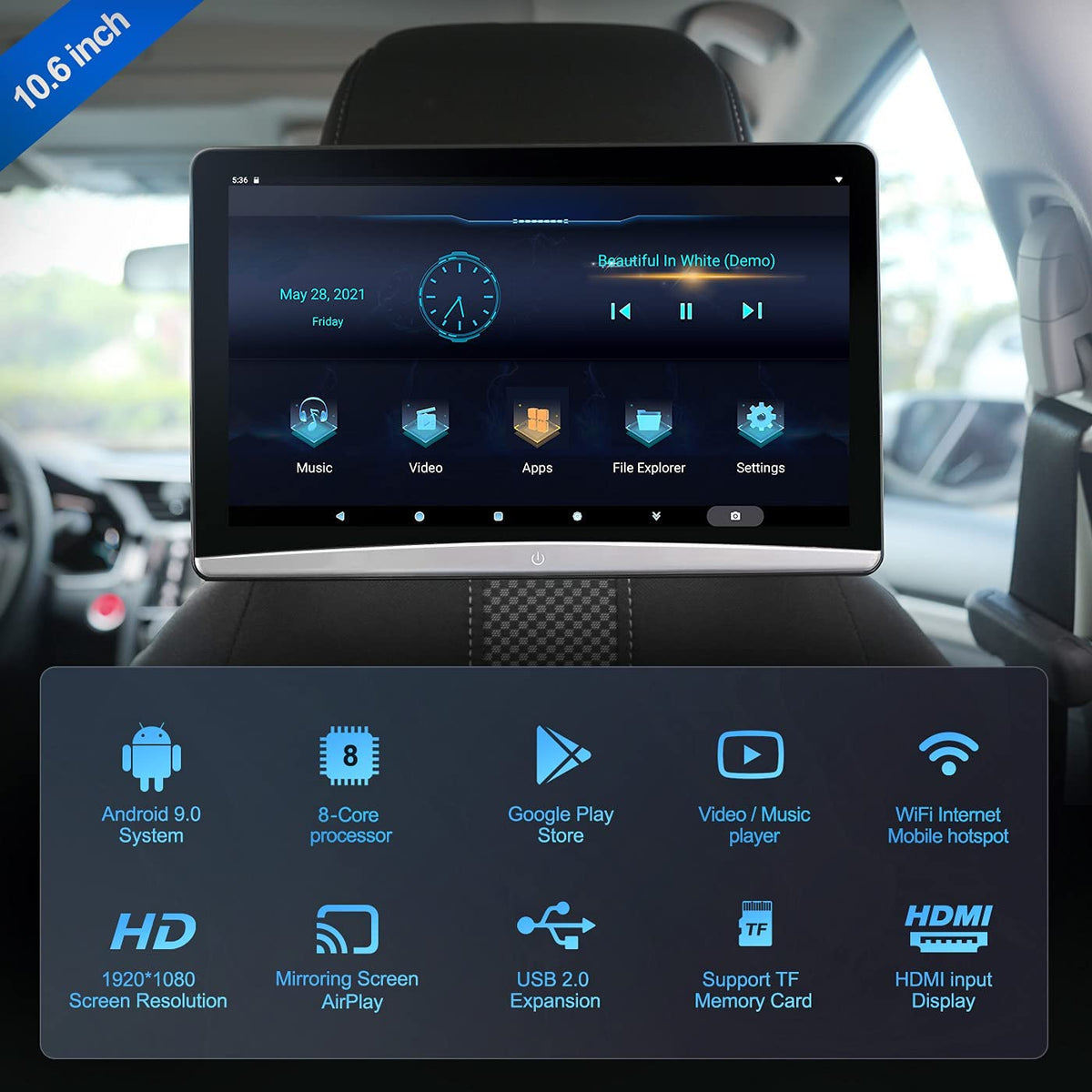 HEAD REST 10.6INCH 3GB RAM 32GB STORAGE ANDROID