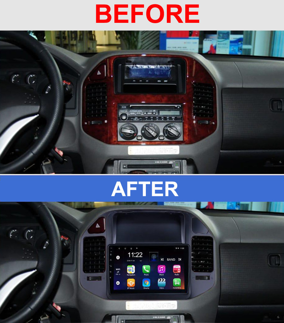 Mitsubishi PAJERO 2005-2007 with Wireless Apple CarPlay & Android Auto & YouTube, 10 Inch IPS Touchscreen Car Radio with Bluetooth