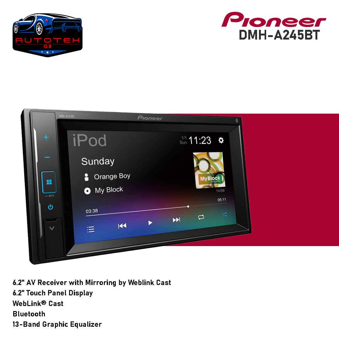PIONEER DMH-A245BT 2DIN 6.2″ AV Receiver with Mirroring by Weblink Cast  .