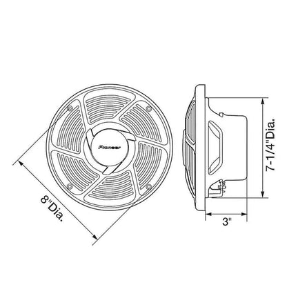 PIONEER SPEAKER 200W MARINE TS-MR2040 20cm 2-Way Marine Speakers