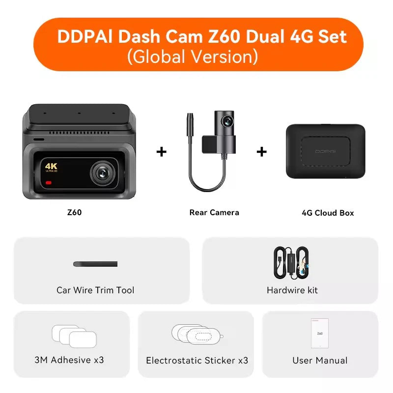 DDPAI Z60 Dashcam - Superior 4K Triple Channel Recording