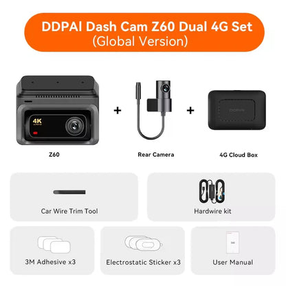DDPAI Z60 Dashcam - Superior 4K Triple Channel Recording