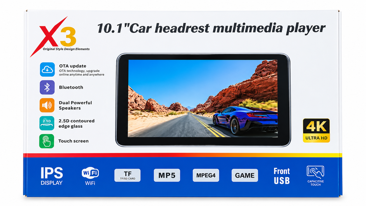 HEAD REST 10.1INCH 2GB RAM 32GB STORAGE ANDROID X3