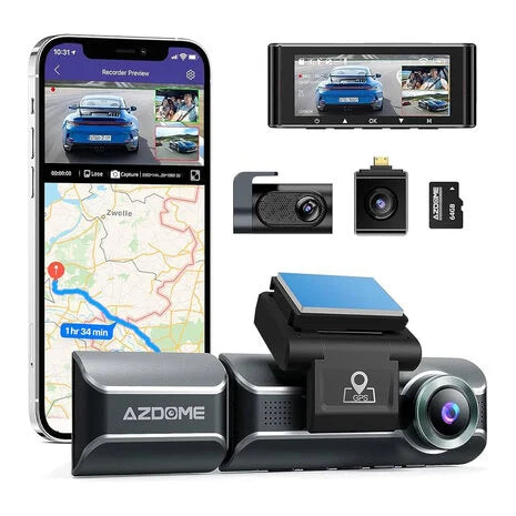 Azdome DashCam M550 Pro 3CH CAM 4K Wifi GPS-RIP3 64GB (4K+1080P+1080P)