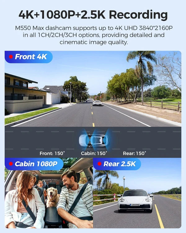 AZDOME M550 Max 3CH 4K Dash Cam 4K+1K+2K