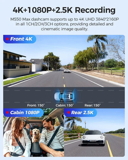 AZDOME M550 Max 3CH 4K Dash Cam 4K+1K+2K