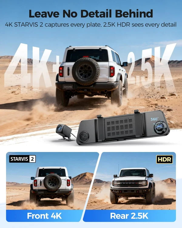 AZDOME PG17 Pro 2CH   Mirror Dash Cam 4K+2.5K 12" Touch Screen