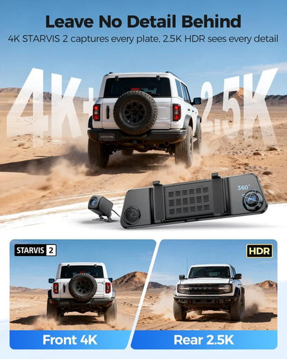 AZDOME PG17 Pro 2CH   Mirror Dash Cam 4K+2.5K 12" Touch Screen