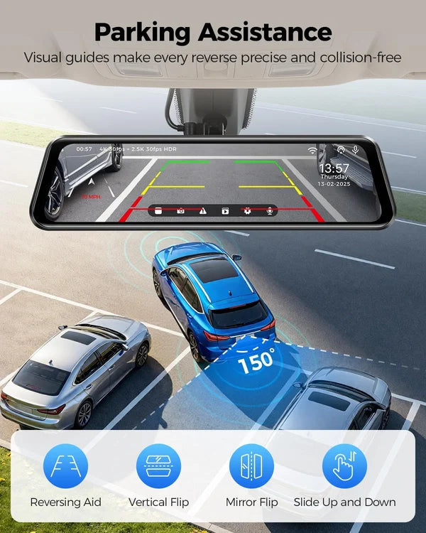 AZDOME PG17 Pro 2CH   Mirror Dash Cam 4K+2.5K 12" Touch Screen