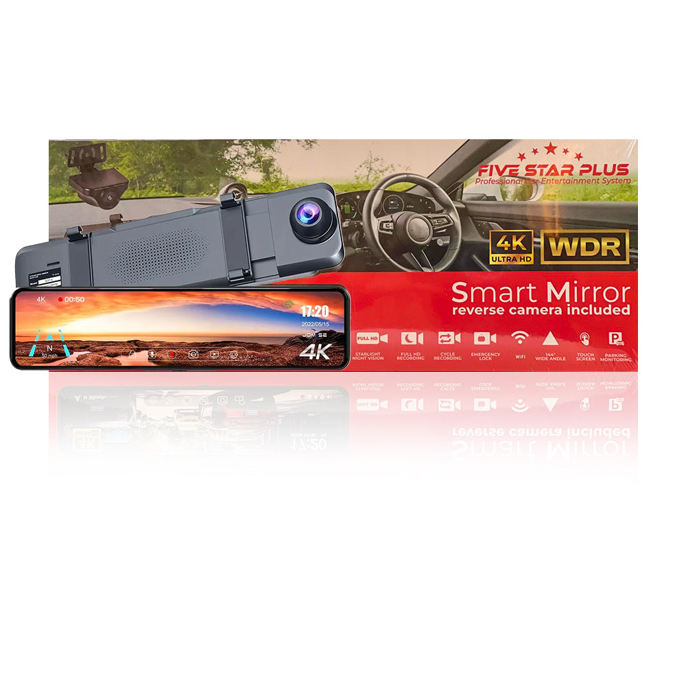 DASH CAM MIRROR 2 CAMERA 2CH 4K SQUIRE - FIVE STAR PLUS